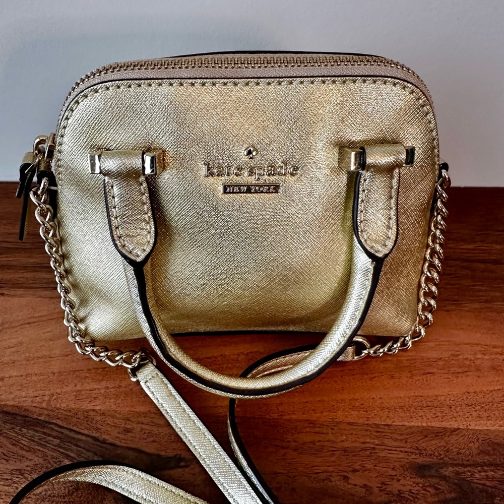 Kate Spade Cedar Street Gold Mini Maise Metallic Leather Crossbody - Picture 5 of 17